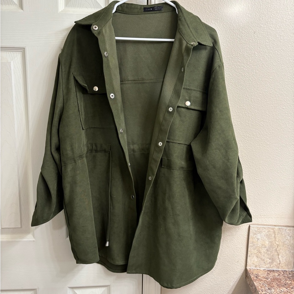 SHEIN Olive Green Utility Jacket